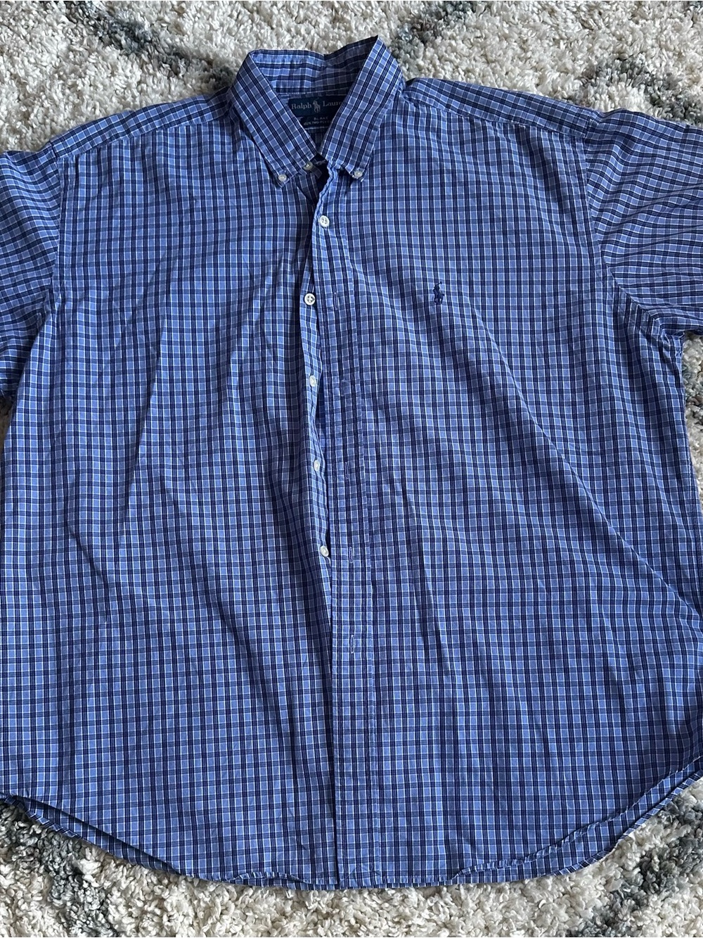 Polo Ralph Lauren Blake blue plaid Oxford Short Sleeve Shirt blue men’s size XL